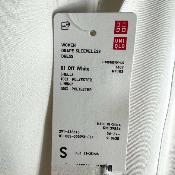 NWT Uniqlo Women's Drape Sleeveless V-Neck Mini Dress in Off White Size S - Picture 5 of 12
